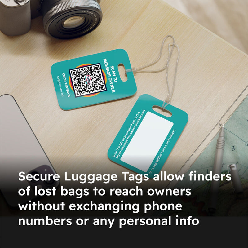 SeQR Contact Secure Luggage Tag (Teal, 2-Pack)