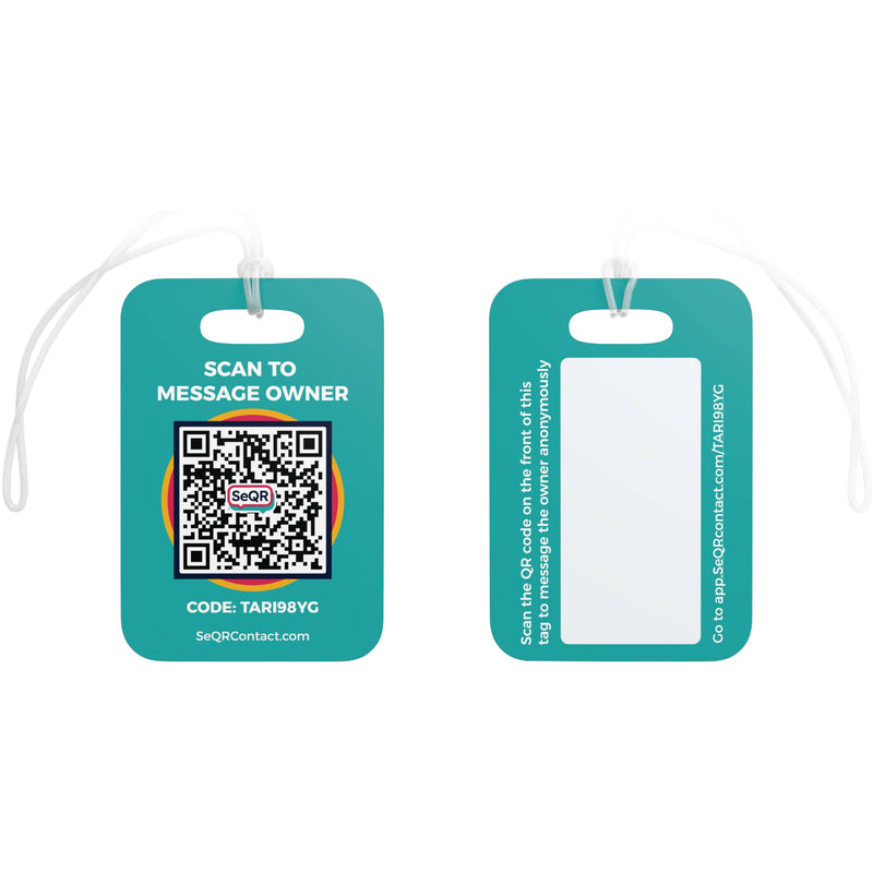 SeQR Contact Secure Luggage Tag (Teal, 2-Pack)