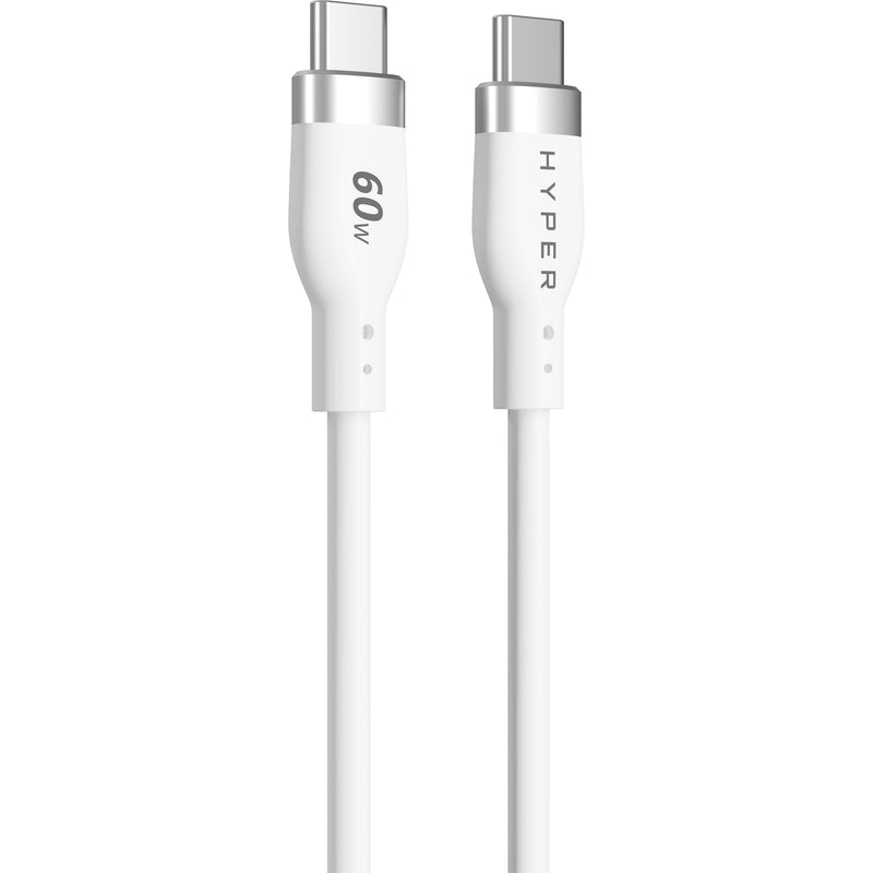 HYPER HyperJuice USB-C Silicone Charging Cable (5', White)
