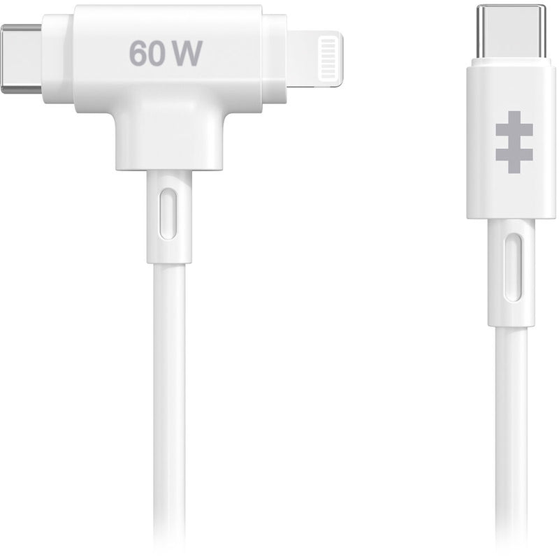HYPER HyperJuice USB-C and Lightning Hybrid Silicone Cable (5', White)