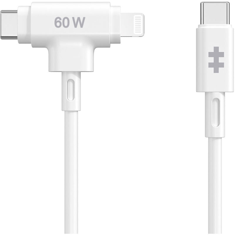 HYPER HyperJuice USB-C and Lightning Hybrid Silicone Cable (5', White)