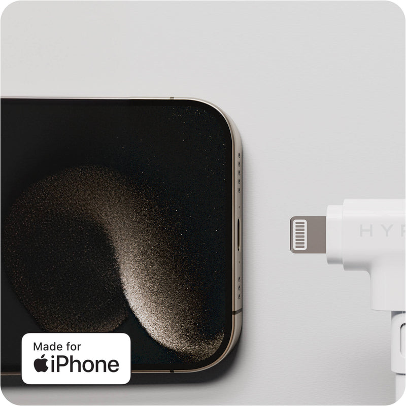 HYPER HyperJuice USB-C and Lightning Hybrid Silicone Cable (5', White)