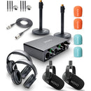Movo Photo MDX-1 Podcasting Kit with USB Audio Interface, Microphones, Table Stands, and Headphones (2-Pack)