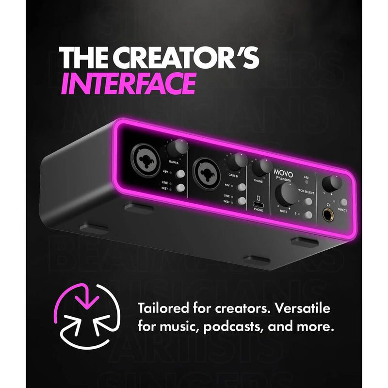 Movo Photo Phantom 2-Channel USB Audio Interface with RGB