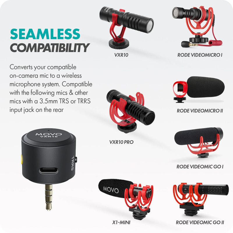 Movo Photo WM-VXR10 Wireless Microphone Adapter for VXR10 and Mini-Shotgun Microphones (3.5mm)