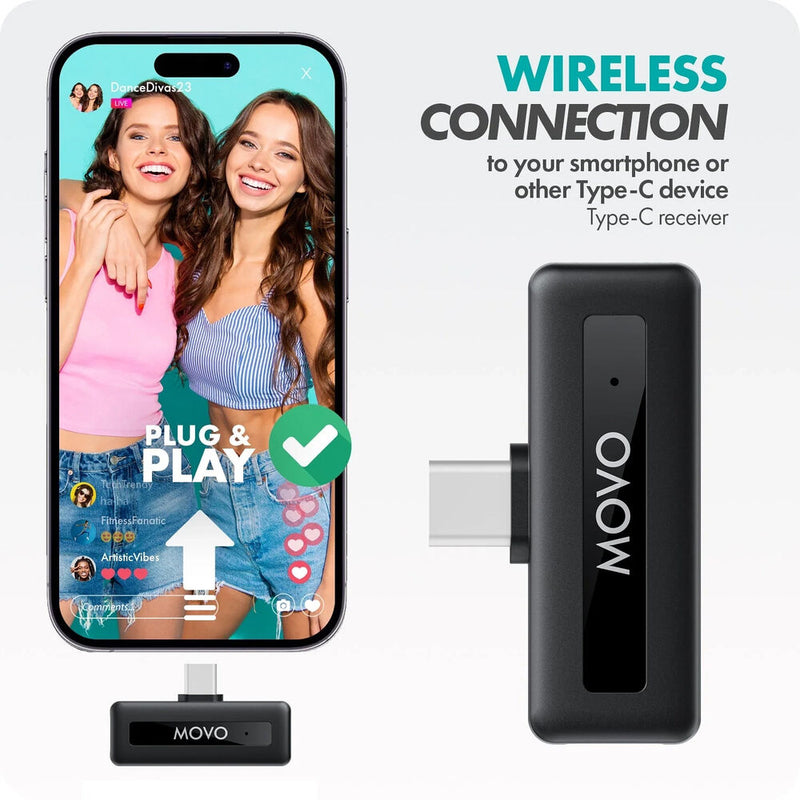 Movo Photo WM-VXR10 Wireless Microphone Adapter for VXR10 and Mini-Shotgun Microphones (USB-C)