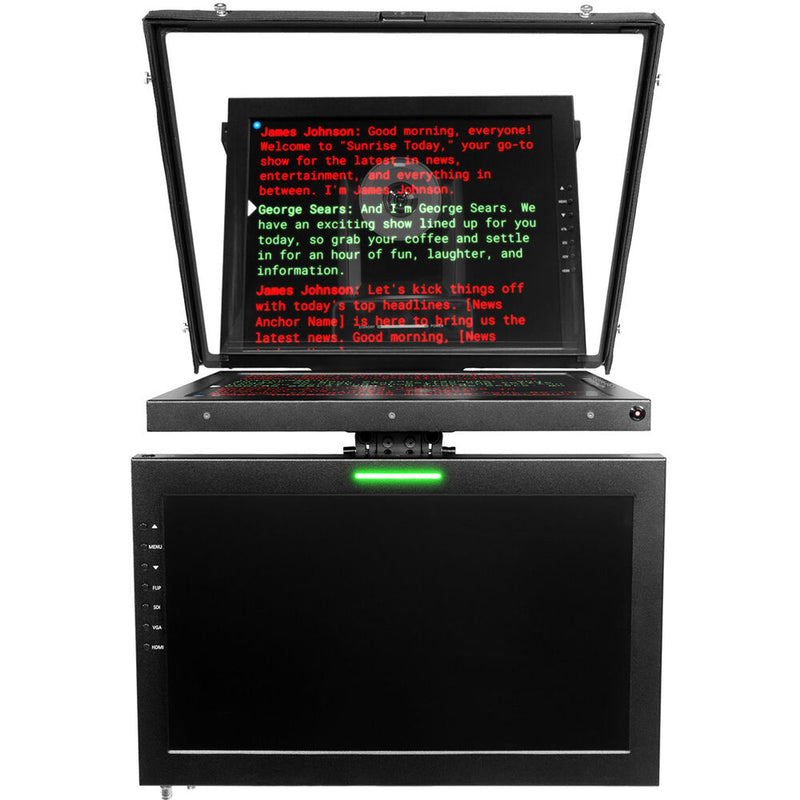 ikan 19" PTZ Teleprompter with Widescreen Talent Monitor, Tripod & Dolly Turnkey