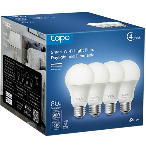 TP-Link Tapo L520E Smart Wi-Fi Light Bulb (Daylight, 4-Pack)