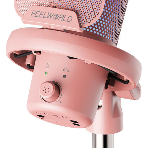 FeelWorld VM1-AS USB-C Gaming Microphone with Boom Arm (Pink)