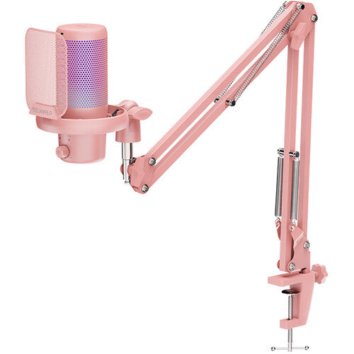 FeelWorld VM1-AS USB-C Gaming Microphone with Boom Arm (Pink)