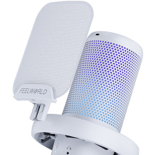 FeelWorld VM1-AS USB-C Gaming Microphone with Boom Arm (White)
