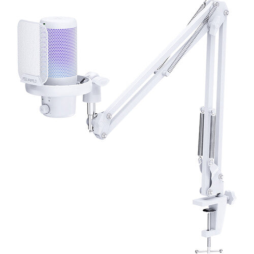 FeelWorld VM1-AS USB-C Gaming Microphone with Boom Arm (White)