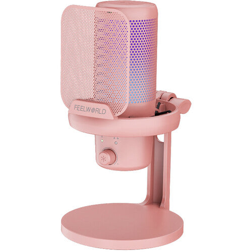 FeelWorld VM1-XS USB-C Gaming Microphone with Desktop Stand (Pink)
