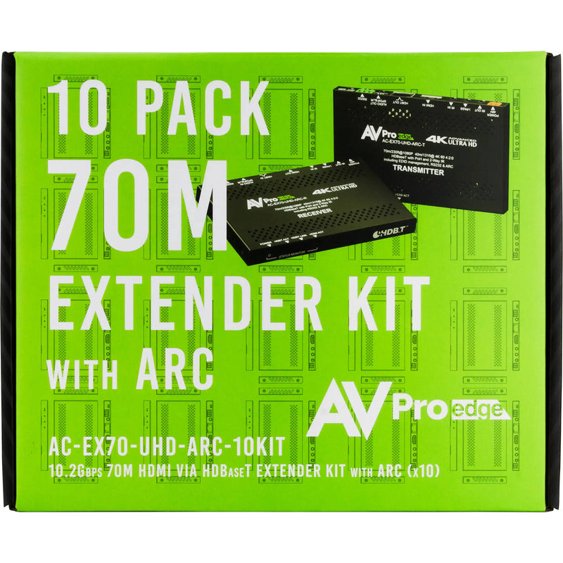AVPro Edge Ultra-Slim 4K HDMI over HDBaseT Extender Set with Audio Return Channel (230', 10-Pack)