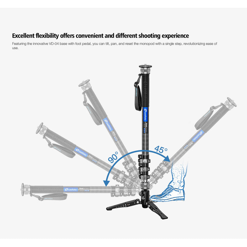 Leofoto MF-324CL Flip Lock Carbon Fiber Monopod with VD-04 Base (Long)