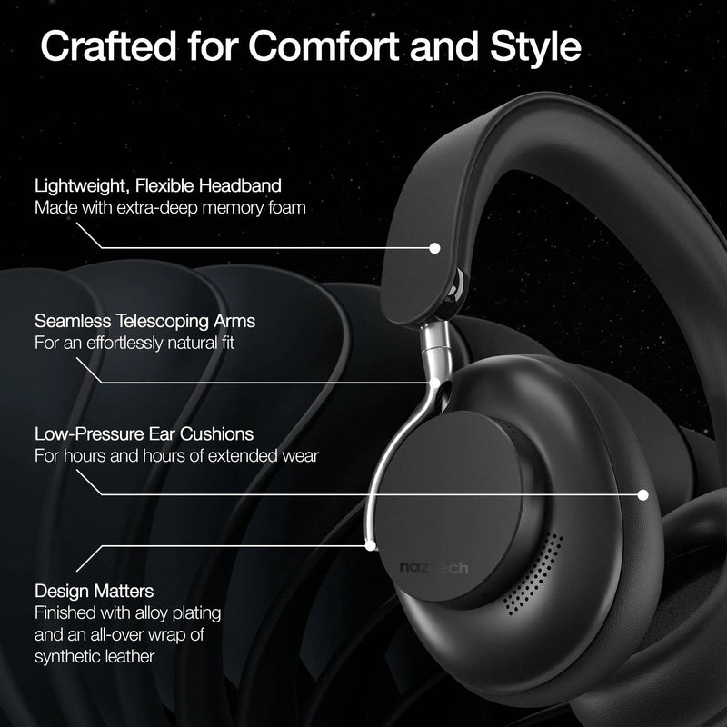 Naztech Aura 360 Wireless Noise-Canceling Headphones (Midnight)