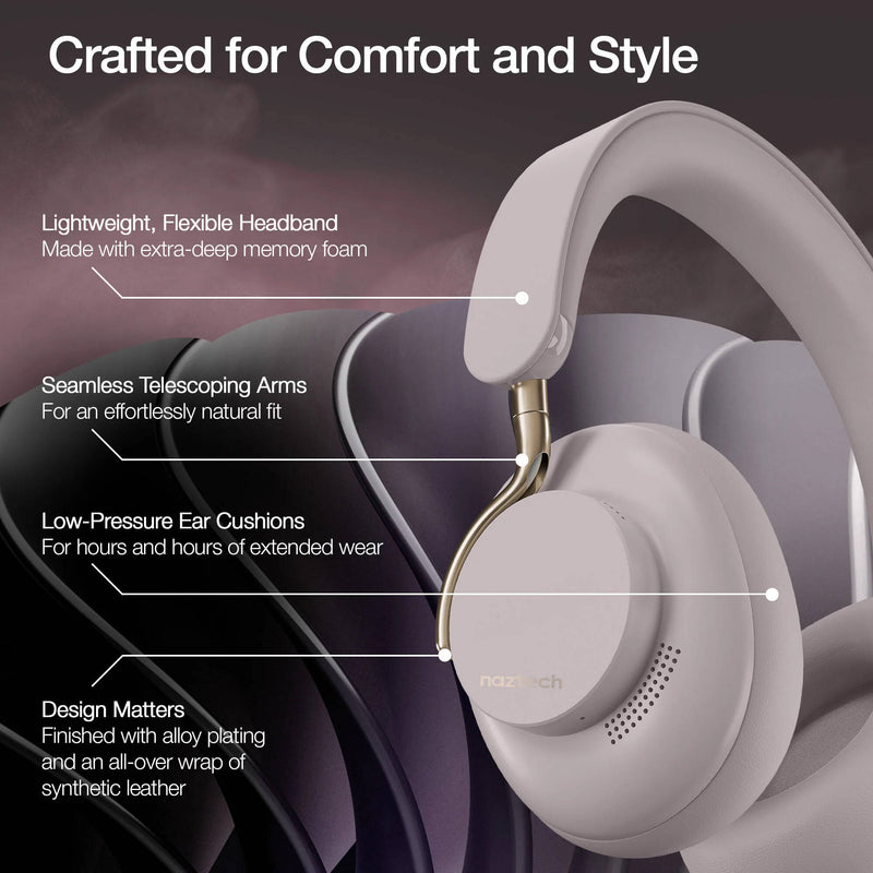 Naztech Aura 360 Wireless Noise-Canceling Headphones (Moondust)