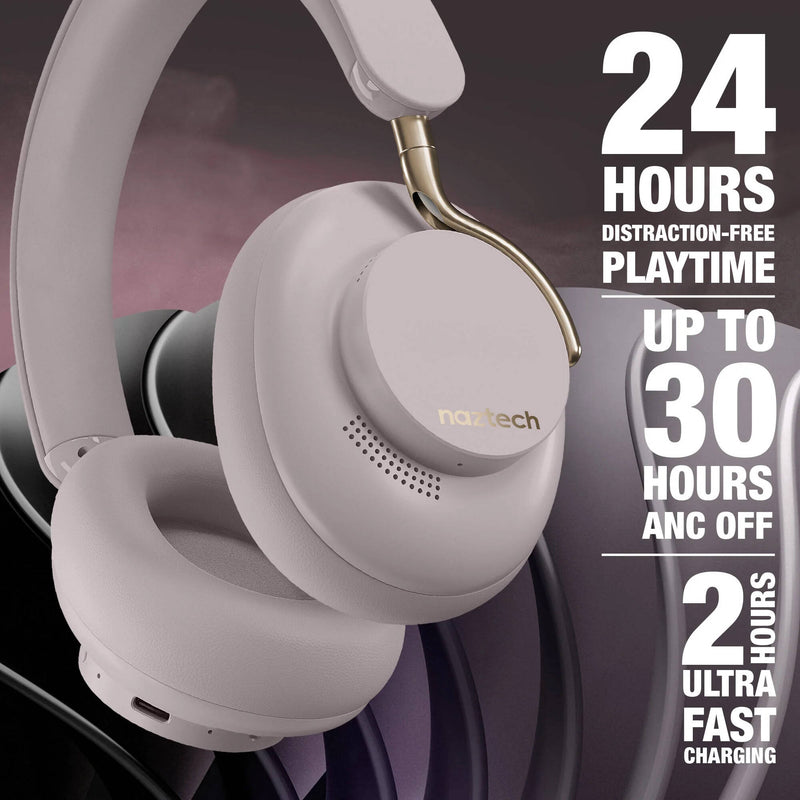 Naztech Aura 360 Wireless Noise-Canceling Headphones (Moondust)