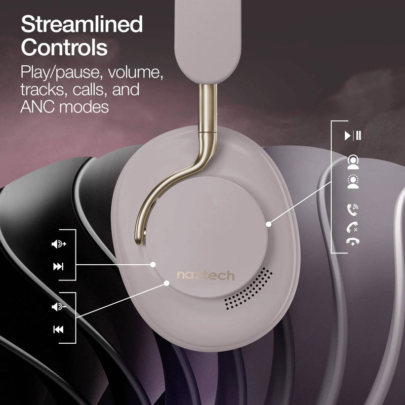 Naztech Aura 360 Wireless Noise-Canceling Headphones (Moondust)