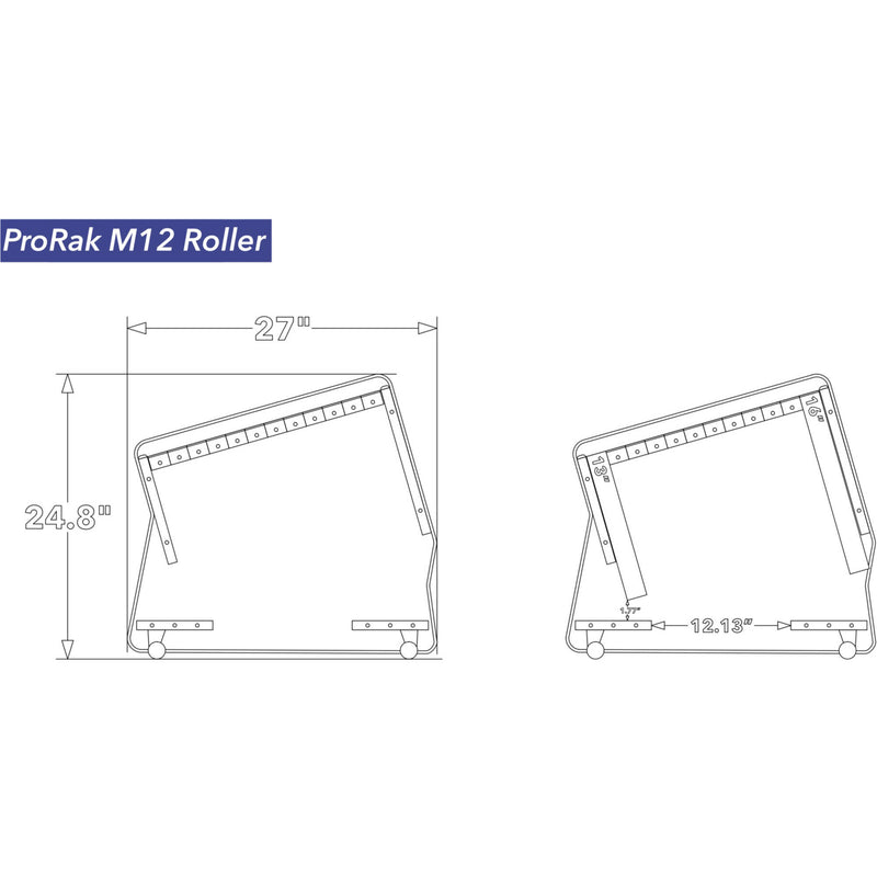 RAB Audio ProRak M12 Rolling Angled Rack Unit (Black, 12 RU)