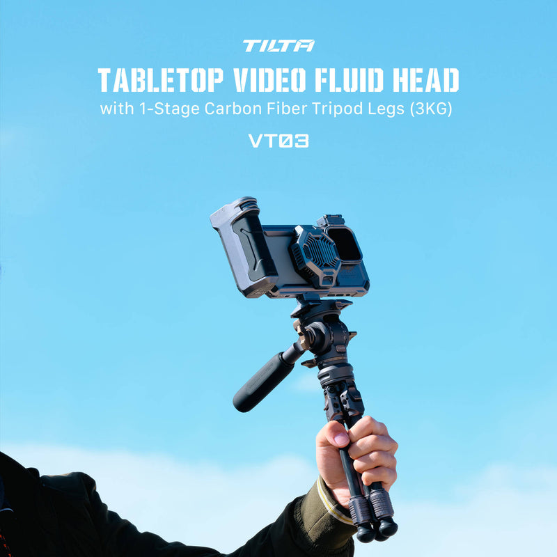 Tilta VT03 Tabletop Video Fluid Head with 1-Stage Carbon Fiber Tripod Legs (Snow White)