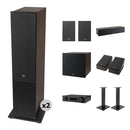 JBL MA710 7.2-Channel A/V Receiver with 5.1.2 Atmos Surround Sound Speakers & Speaker Stand Kit (Espresso/Black)