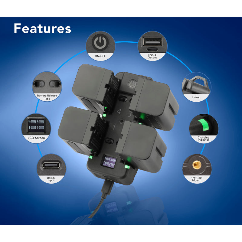 Watson 4-Bay NP-F Battery Charger