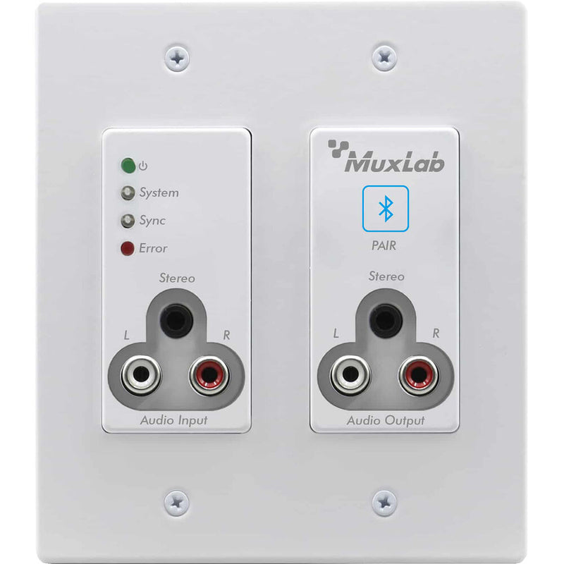 MuxLab Bluetooth and RCA/3.5mm Audio to Dante Panel (White)