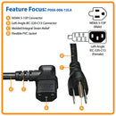 Tripp Lite Computer Power Cord NEMA 5-15P to Left-Angle C13 (6')