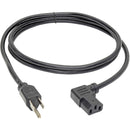 Tripp Lite Computer Power Cord NEMA 5-15P to Left-Angle C13 (6')