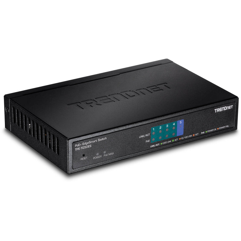 TRENDnet TPE-TG50ES EdgeSmart 5-Port Gigabit PoE+ Compliant Managed Network Switch