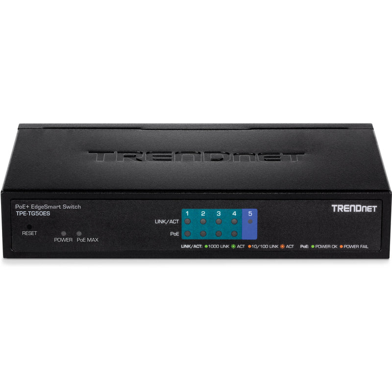 TRENDnet TPE-TG50ES EdgeSmart 5-Port Gigabit PoE+ Compliant Managed Network Switch