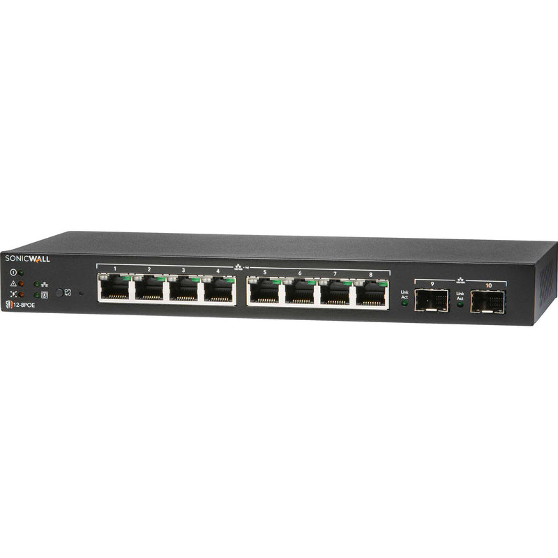 SonicWALL SWS12-8POE 8-Port Gigabit PoE Compliant Managed Network Switch
