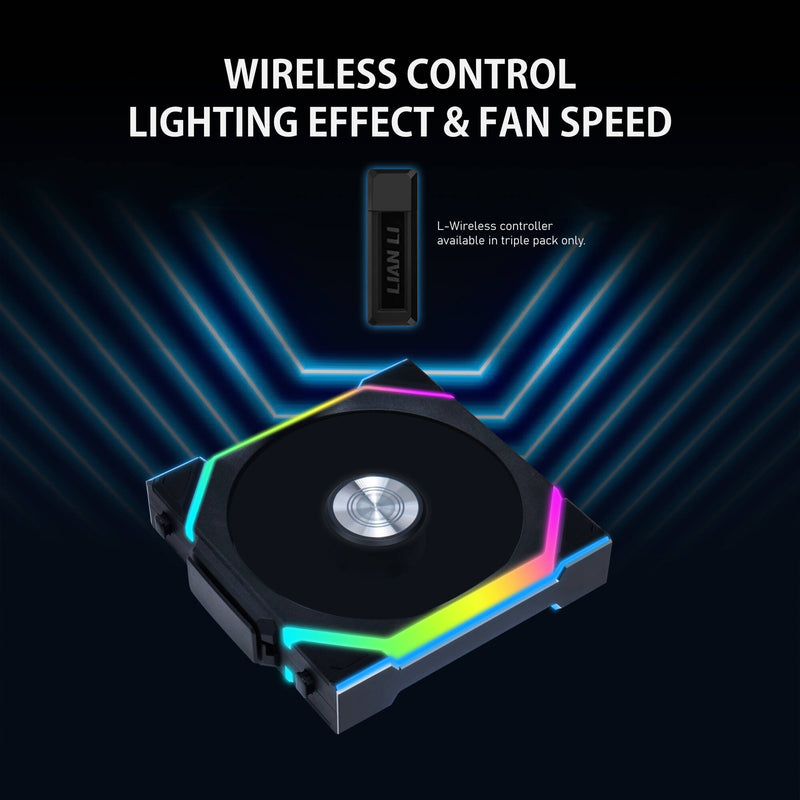 Lian Li 120mm UNI FAN SL Wireless ARGB Reverse Blade Case Fan (Black)