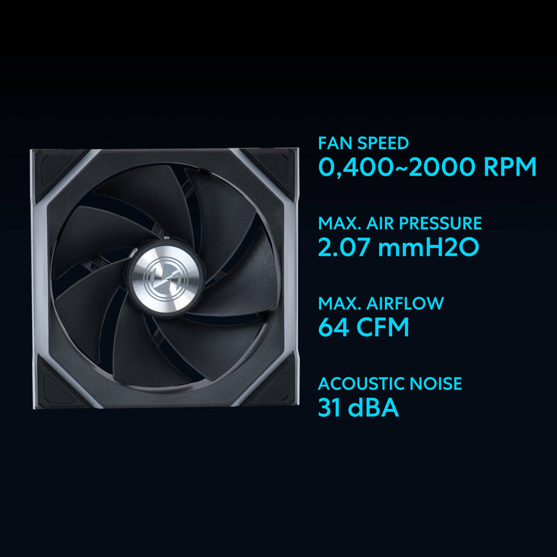 Lian Li 120mm UNI FAN SL Wireless ARGB Reverse Blade Case Fan (Black)