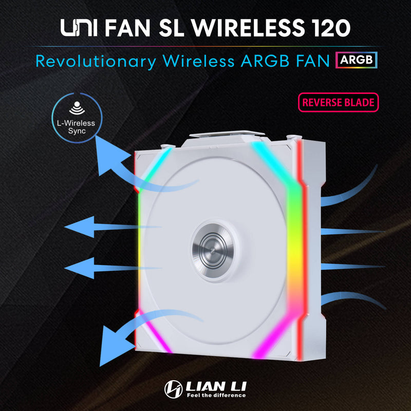 Lian Li 120mm UNI FAN SL Wireless ARGB Reverse Blade Case Fan (White)