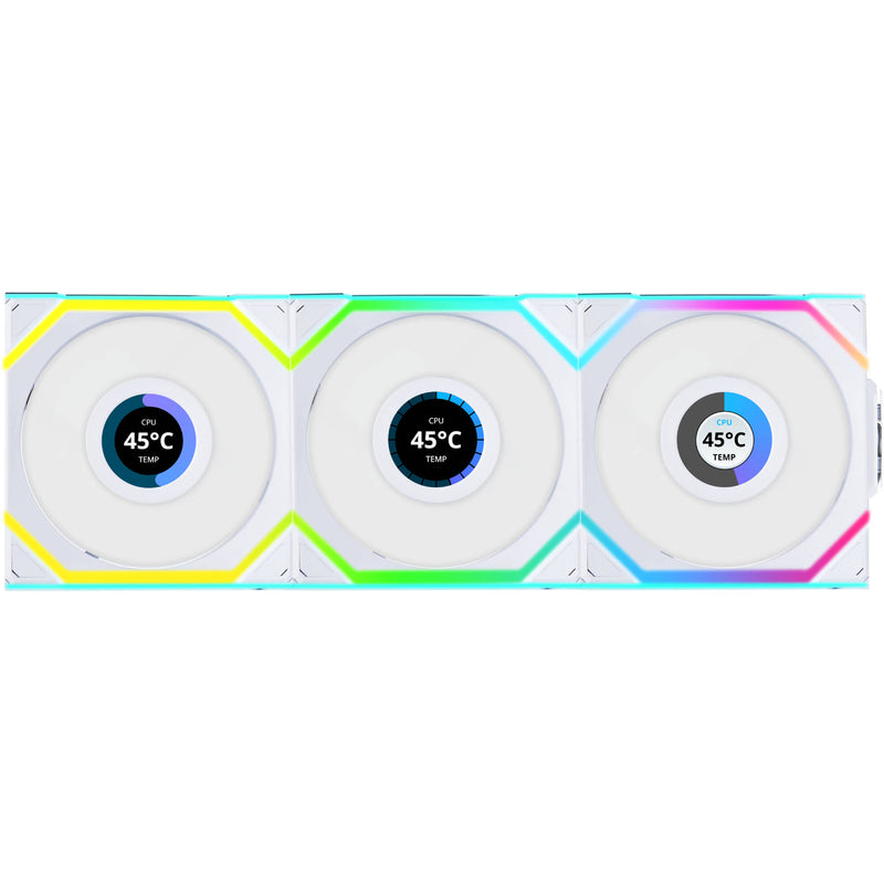 Lian Li 120mm UNI FAN SL Wireless LCD ARGB Reverse Blade Case Fan (White, 3-Pack)