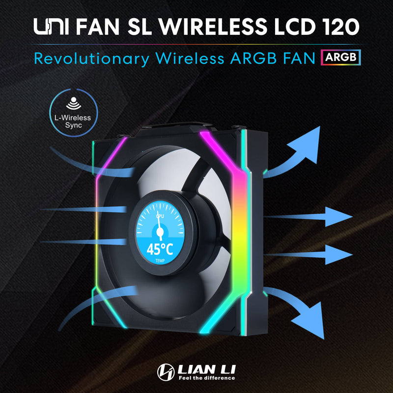Lian Li 120mm UNI FAN SL Wireless LCD ARGB Case Fan (Black)