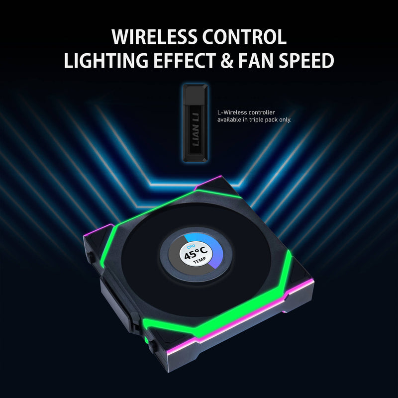 Lian Li 120mm UNI FAN SL Wireless LCD ARGB Case Fan (Black)