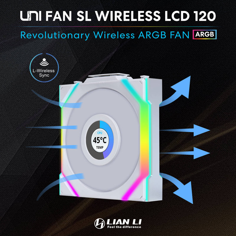 Lian Li 120mm UNI FAN SL Wireless LCD ARGB Case Fan (black, 3-Pack)