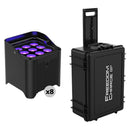 CHAUVET DJ Freedom Par H9 IP Weather-Resistant Battery-Powered RGBAW+UV LED PAR Kit with Charging Transport Case (8-Pack)