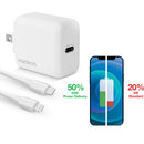Naztech 20W USB-C PD Wall Charger with MFi Lightning Cable (White)