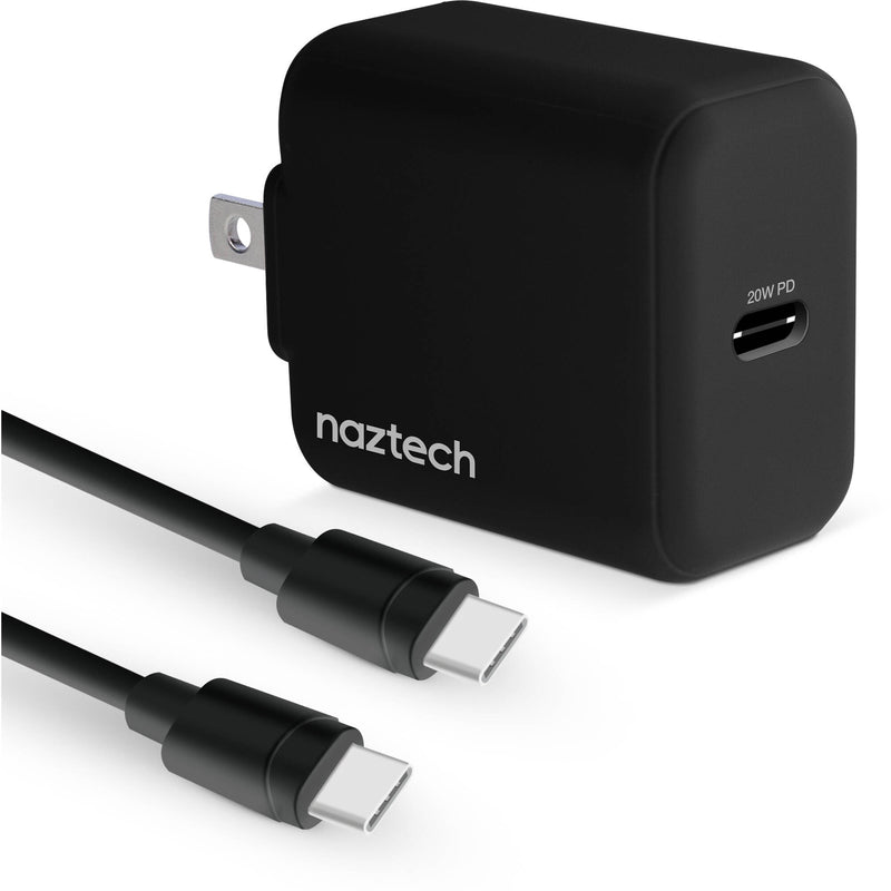 Naztech 20W USB-C PD Wall Charger with USB-C Cable (Black)