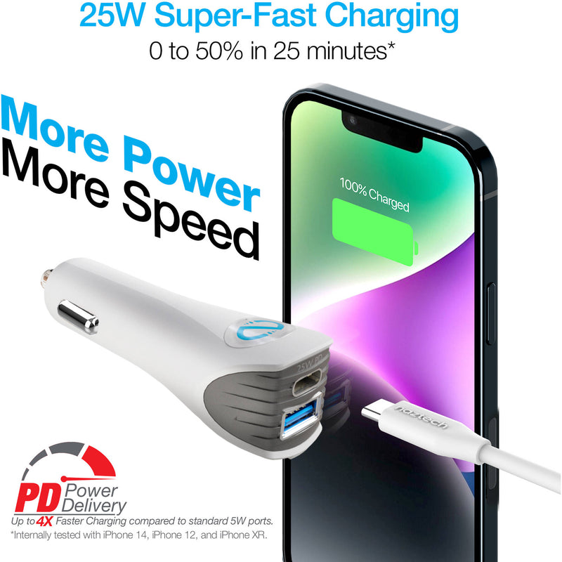 Naztech SpeedMax25 25W 2-Port USB Car Charger with Cable (White)