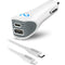 Naztech SpeedMax25 25W 2-Port USB Car Charger with Cable (White)