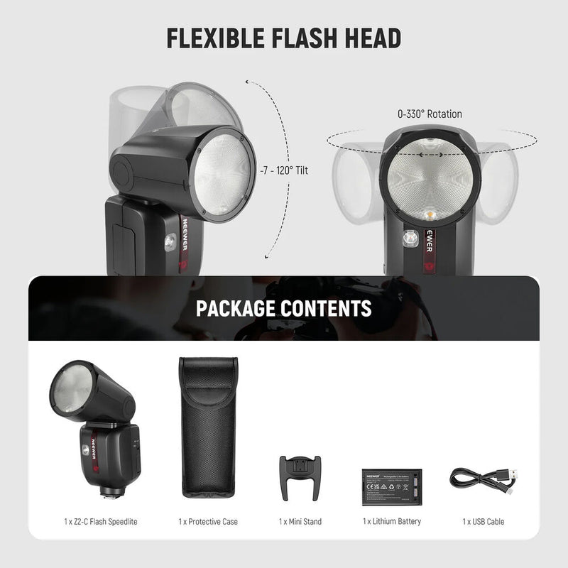 Neewer Z2-N TTL Round Head Flash Speedlite for Nikon (Battery Kit)