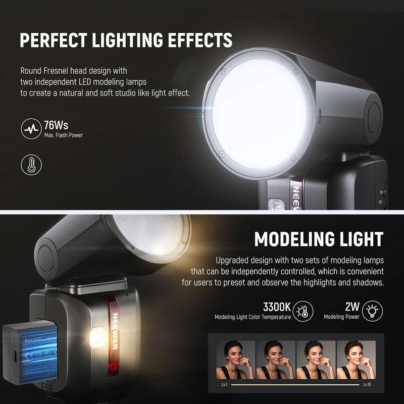 Neewer Z2-N TTL Round Head Flash Speedlite for Nikon (Battery Kit)