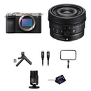Sony a7C II Mirrorless Camera with 24mm f/2.8 Lens and Live Streaming Kit (Silver)
