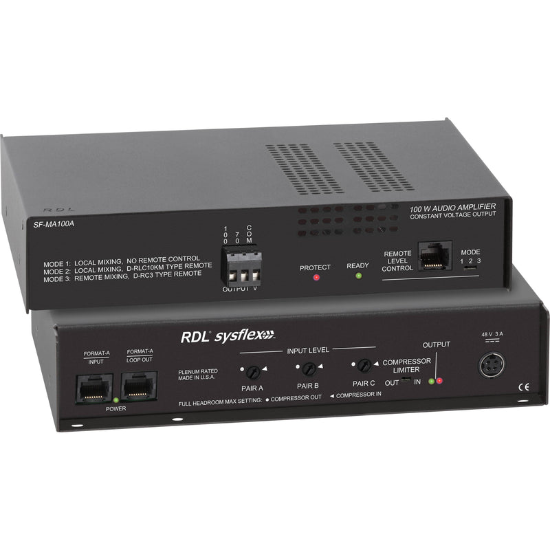 RDL Format-A to 100 W Mono Audio Mixer-Amplifier - 70 V Or 100 V