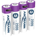 Ansmann Rechargeable Lithium-Ion AA Batteries (4-Pack, Purple & White)